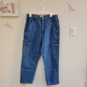 NWT Universal Thread Women Blue Denim Boyfriend Cargo Jeans - Size 10